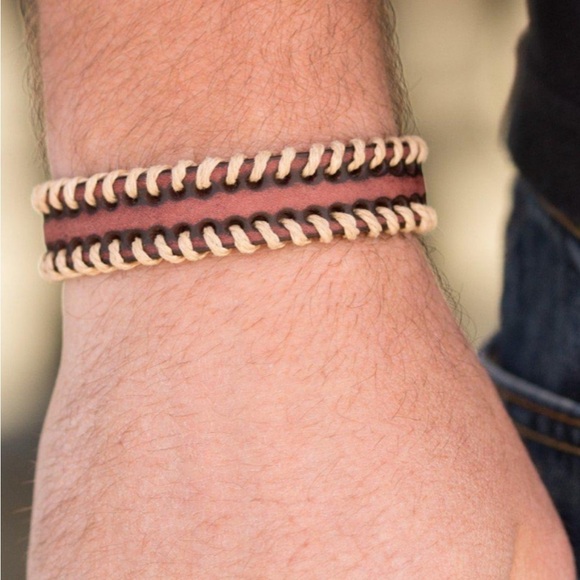 Men’s Rustic Multi Woven Leathers & Earthy Braided Twine Bracelets Set of 2 NEW - Picture 1 of 3